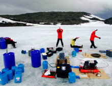 Ace Lake in Antarctica (Photo courtesy of Rick Cavicchioli, University of New South Wales, Australia.)