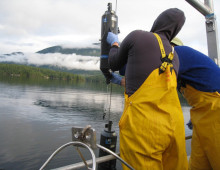 sampling at Sakinaw Lake, British Columbia