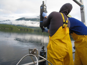 sampling at Sakinaw Lake, British Columbia