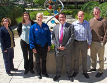 Left to Right: CASIS associate program scientist Liz Warren, DOE JGI User Programs Deputy Susannah Tringe, NASA astronaut Kate Rubins, DOE JGI Director Nigel Mouncey, DOE JGI Science Programs Deputy Axel Visel, and DOE JGI Genomic Technologies Deputy Len Pennacchio