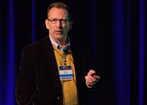 Evan DeLucia, director of CABBI, at the JGI 13th Annual Genomics of Energy & Environment Meeting. Click on the image to watch his talk, or go to bit.ly/JGI2018DeLucia.