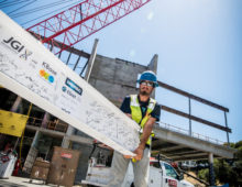 The signed steel beam upon its return from the JGI. (Paul Mueller)