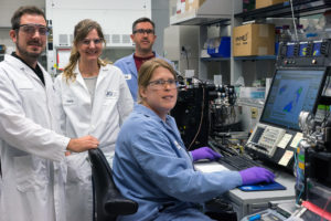 The JGI team involved in the study (left to right): Frederik Schulz, Tanja Woyke, Rex Malmstrom and Danielle Goudeau (sitting).