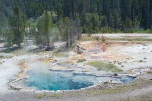 Sampling crew at Octopus spring