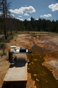 Temperature sampling at Octopus Spring